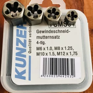 4 teiliges Gewindeschneidmutternsatz M6 M8 M10 M12 Gewindesteigung 1.0 1.25 1.5 1.75 Kunzer