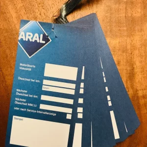 10x ARAL Ölwechselanhänger, Ölwechselzettel, Inspektionszettel