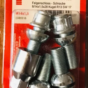 4x Felgenschlösser Kugelkopf für AUDI VW SKODA SEAT SCC M14x1,50x28 FBL-7328