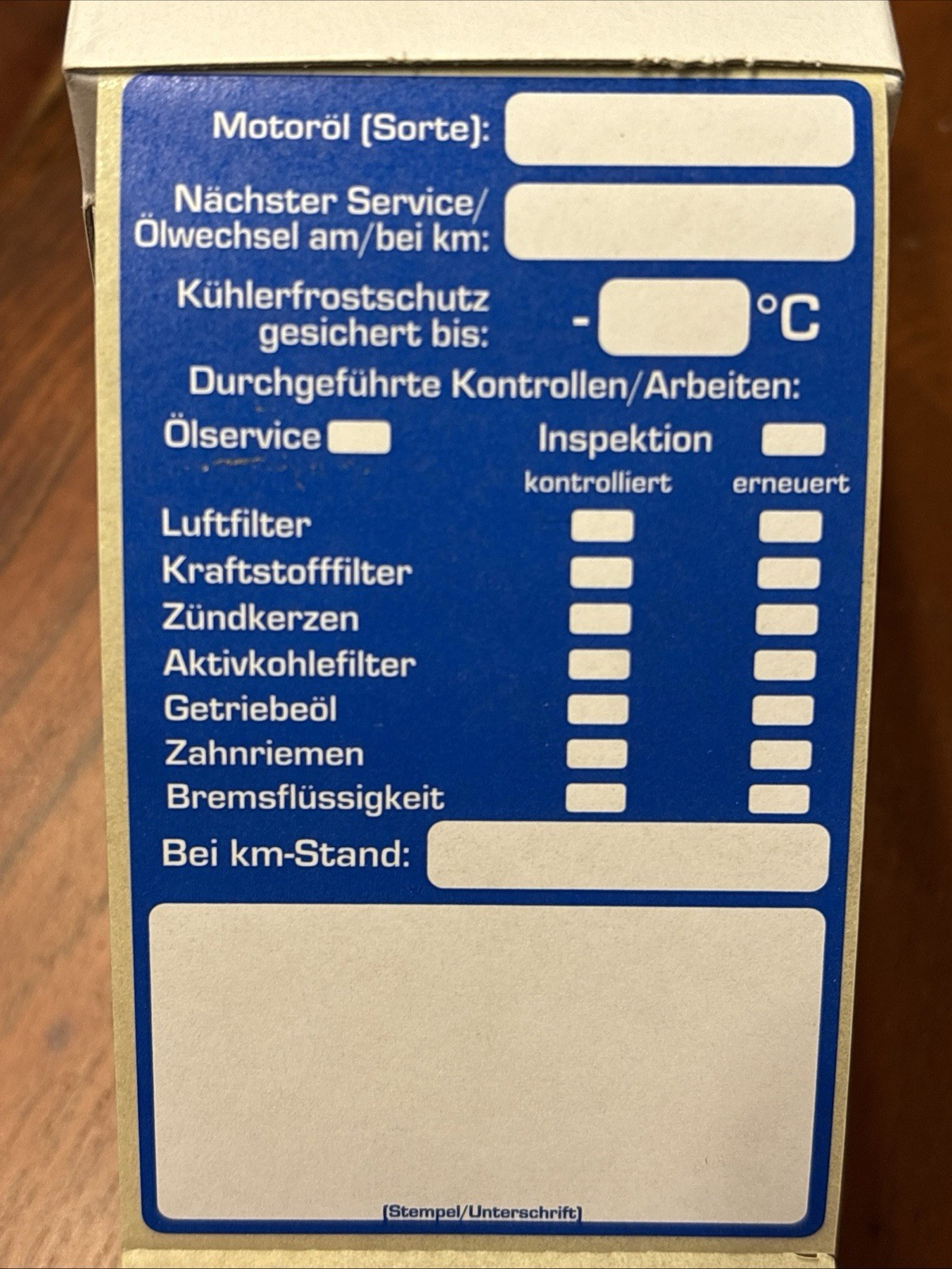 10x Aufkleber Inspektion Serviceaufkleber Motoröl Filter Zündkerzen Zahnriemen – Bild 2