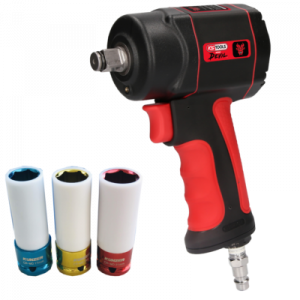 KS TOOLS 1/2" Druckluft Schlagschrauber miniDEVIL max. 1084Nm inkl. Nüsse 3-teil