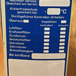 5x Aufkleber Inspektion Serviceaufkleber Motoröl Filter Zündkerzen Zahnriemen