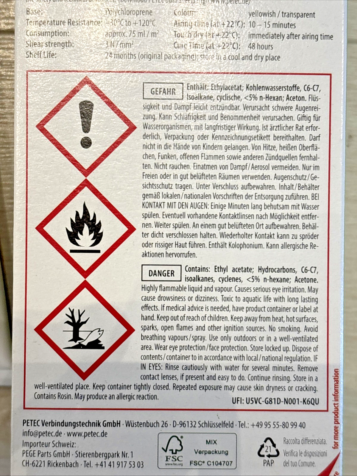 PETEC Gummikleber Kunststoff Klebstoff 93870 Türgummi Dichtung 70ml – Bild 8