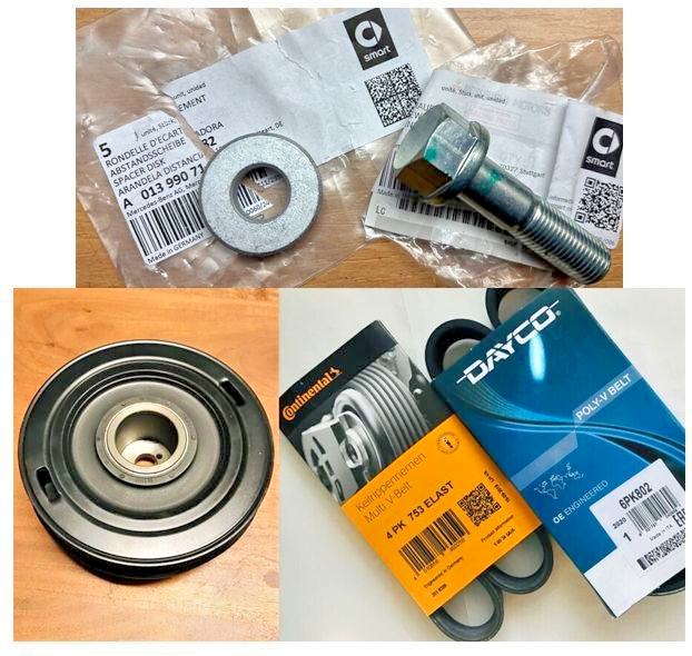 Für SMART 451 MHD Riemenscheibe Schwingungsdämpfer A1320300568 Schraube + Riemen