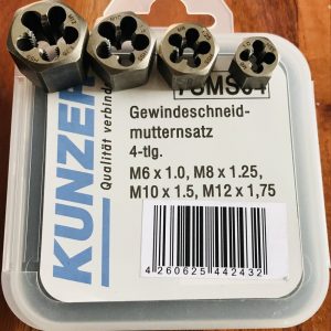 4 teiliges Gewindeschneidmutternsatz M6 M8 M10 M12 Gewindestg. 1.0 1.25 1.5 1.75