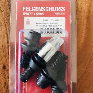 4x Felgenschlösser Kugelkopf für AUDI VW SKODA SEAT SCC M14x1,25x 28mm FBL-6128