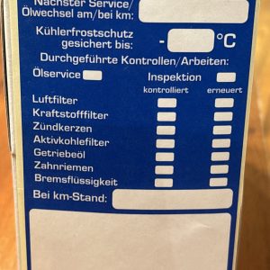 5x Aufkleber Inspektion Serviceaufkleber Motoröl Filter Zündkerzen Zahnriemen