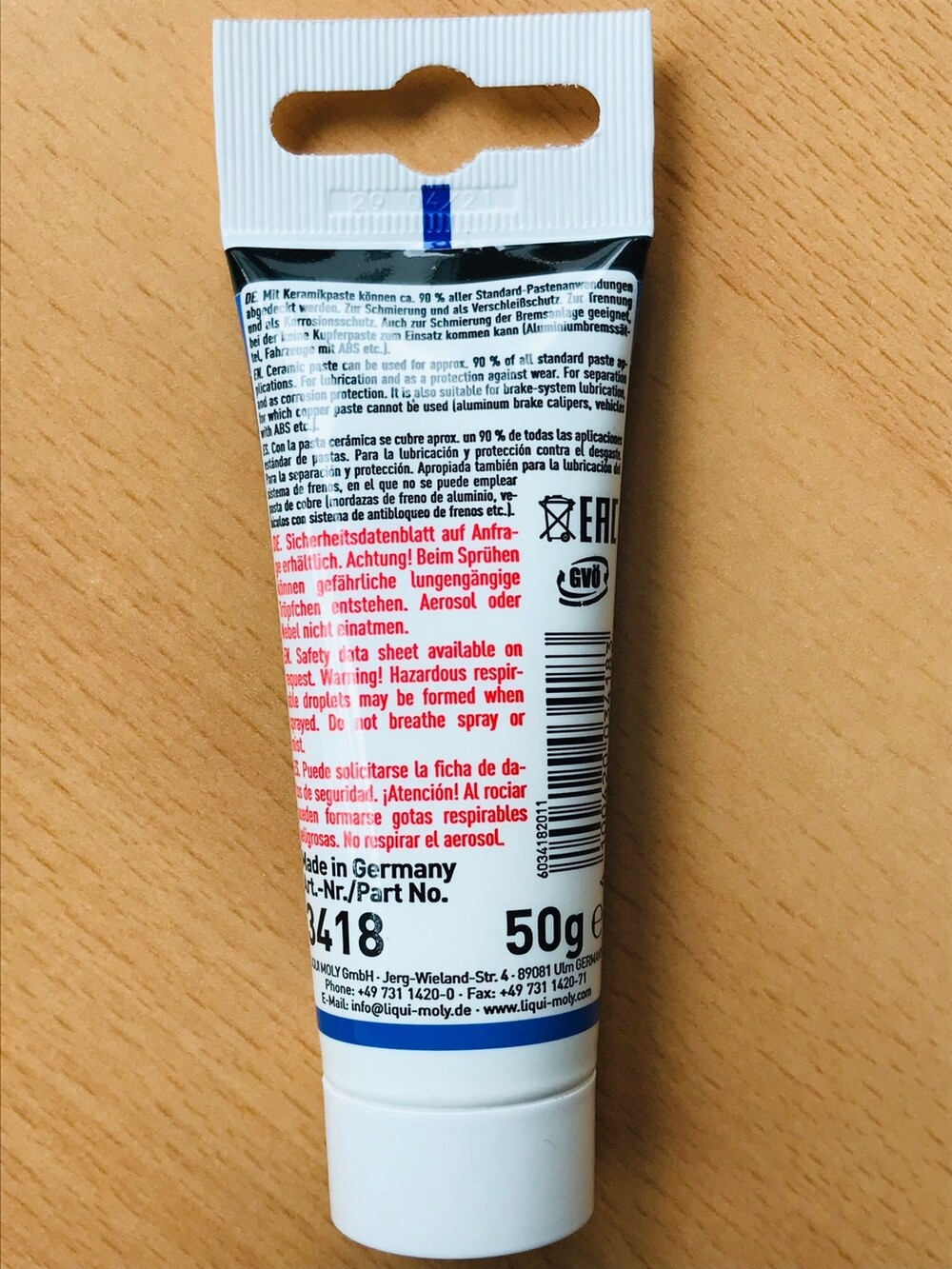 Liqui Moly Keramikpaste Montagefett (Glühkerzenfett) Paste 50g Tube bis +1400 °C – Bild 2