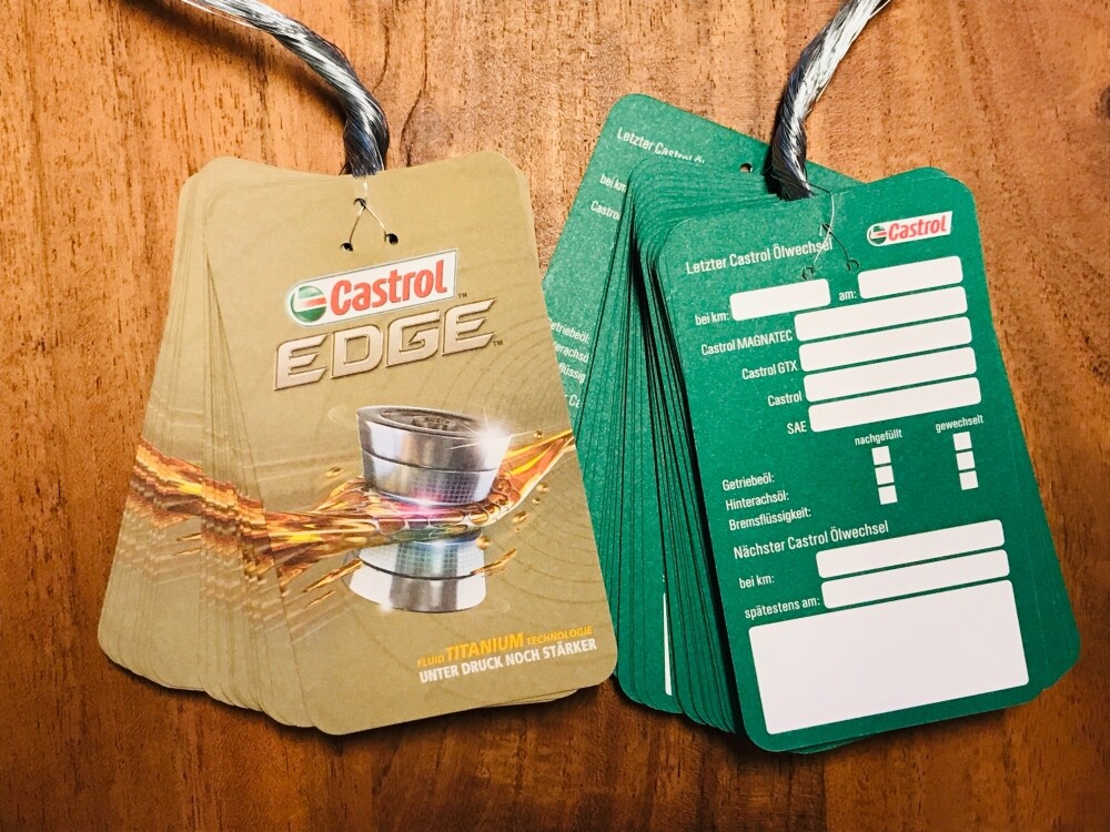 5x CASTROL Ölwechselanhänger, Ölwechselzettel, Inspektionszettel Ölzettel – Bild 2