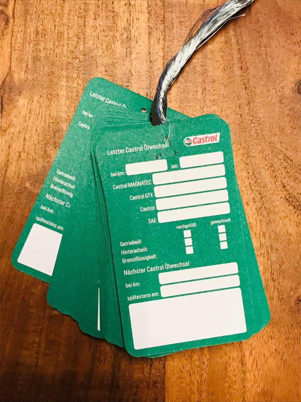 5x CASTROL Ölwechselanhänger, Ölwechselzettel, Inspektionszettel Ölzettel – Bild 3