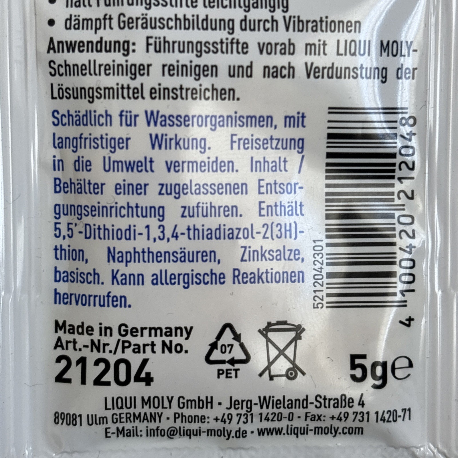 Liqui Moly Bremsenfett Bremsenführungsfett Scheibenbremse (89,80Eur/100g) – Bild 4