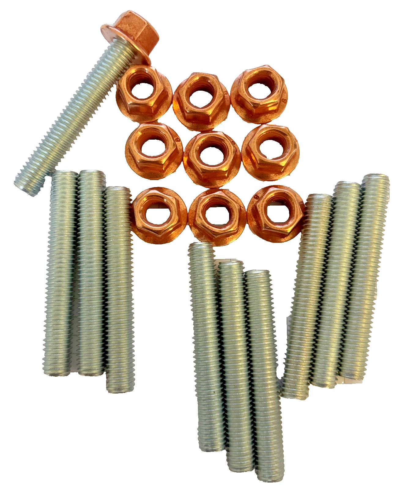 12X Stehbolzen M8 x 1,25 + 10x Mutter Abgaskrümmer 55mm M8 x 1,25
