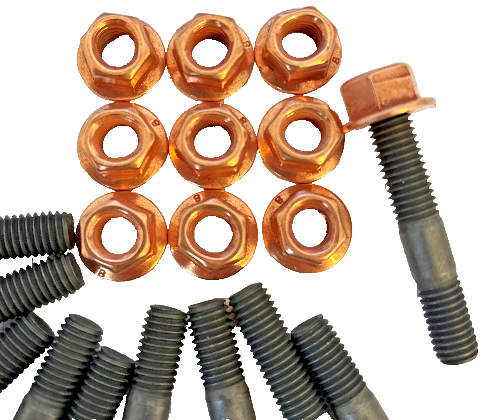 12X Stehbolzen M8 x 1,25 + 12x Mutter Abgaskrümmer 39mm M8 x 1,25 – Bild 3