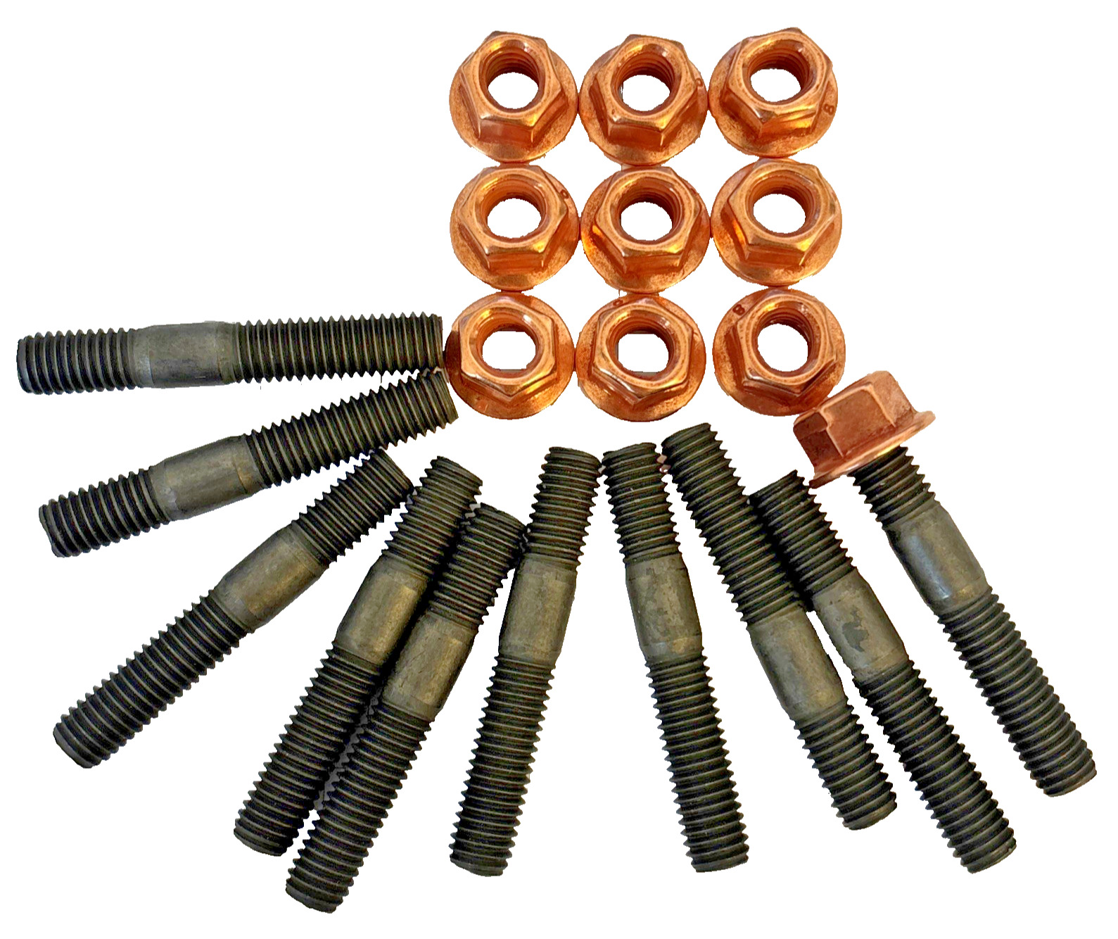 10X Stehbolzen M8 x 1,25 + 10x Mutter Abgaskrümmer 51mm M8 x 1,25
