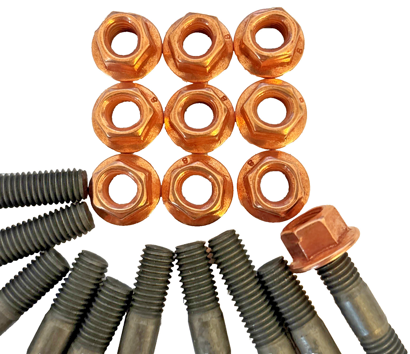 10X Stehbolzen M8 x 1,25 + 10x Mutter Abgaskrümmer 51mm M8 x 1,25 – Bild 2