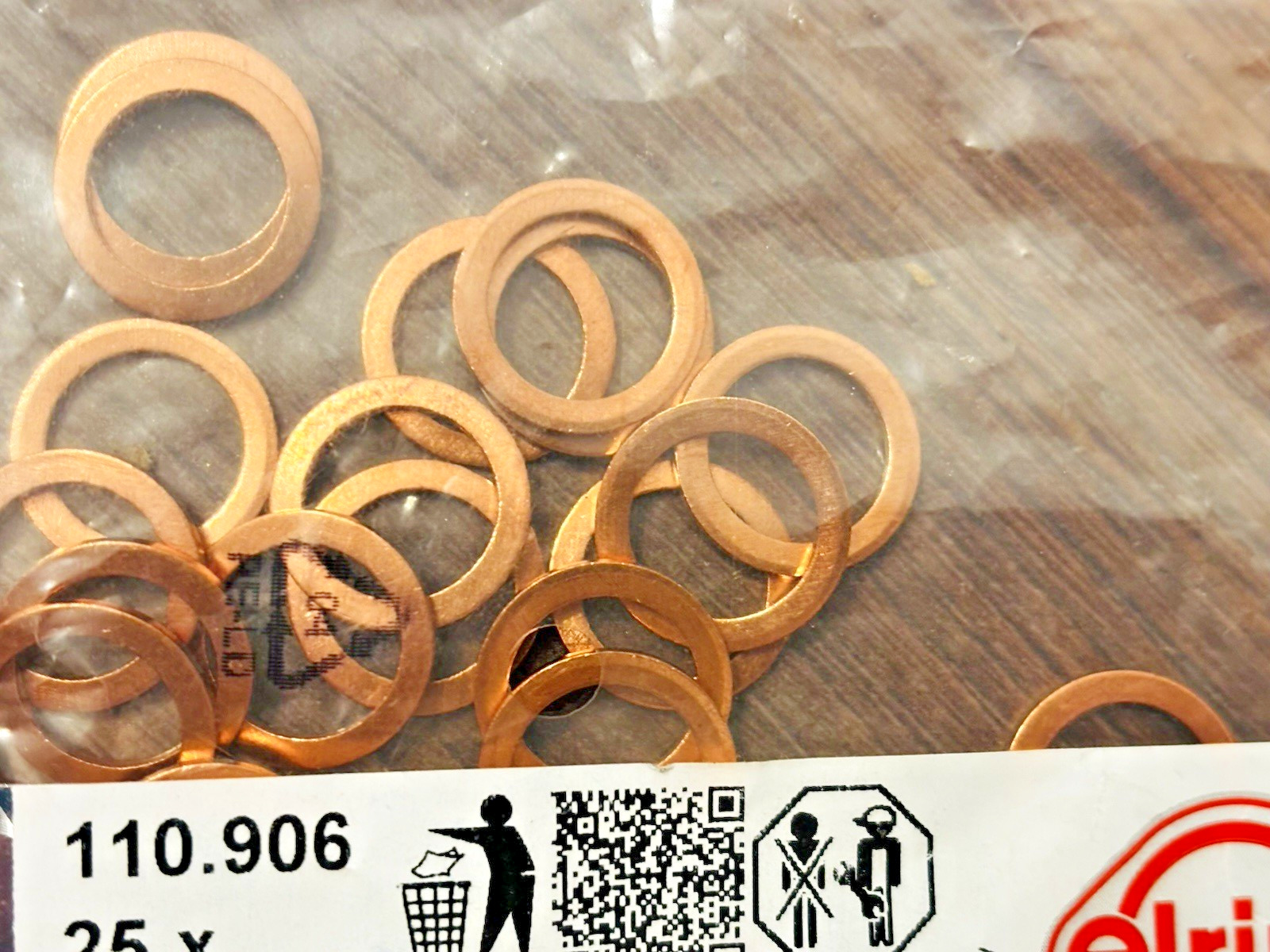 Kupferdichtring Ölablassschraube M12x17x1,5 ELRING 110.906 BMW Mercedes MINI – Bild 2