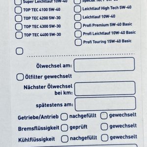 5x LIQUI MOLY Aufkleber Ölwechsel Ölwechselzettel Inspektionszettel Ölzettel