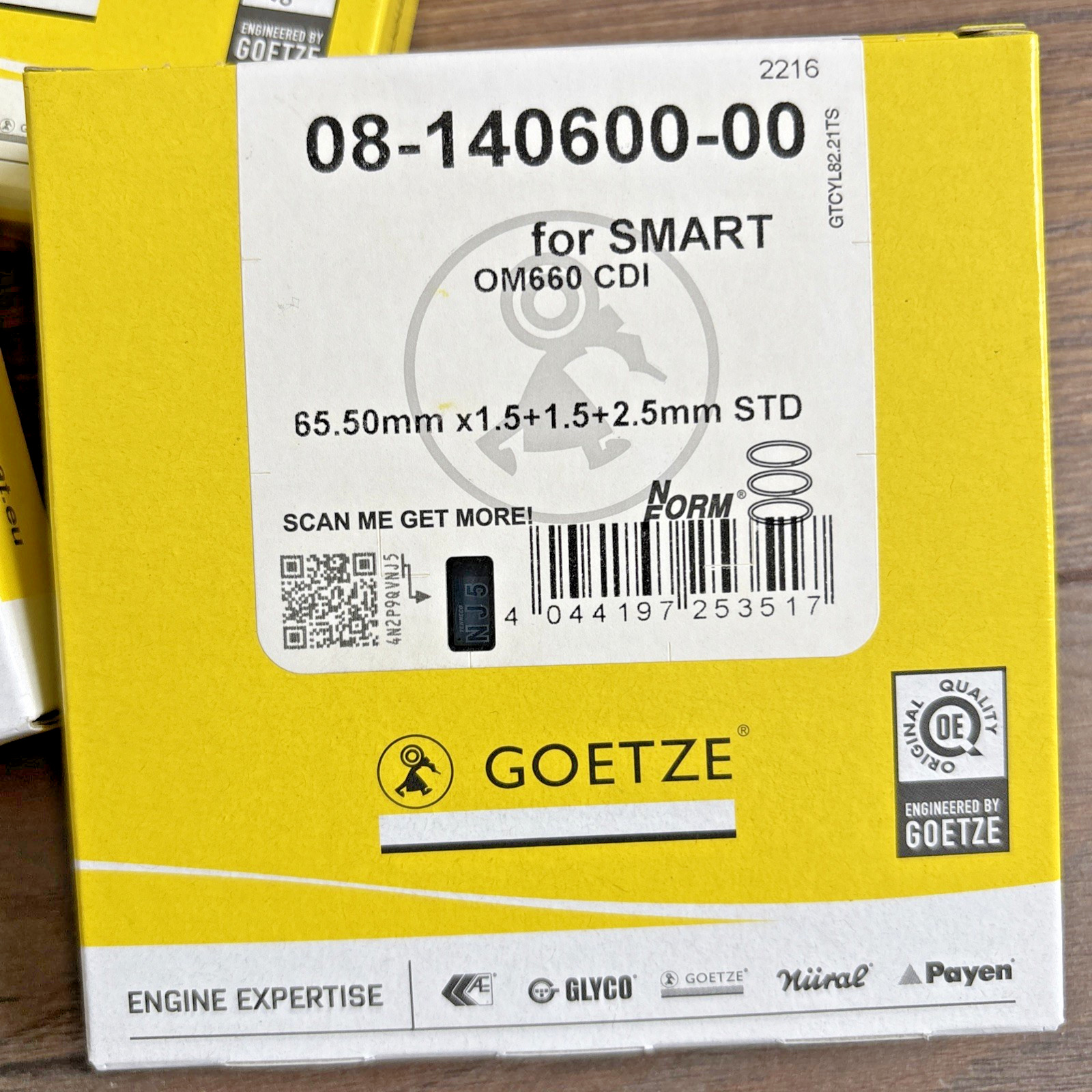 Kolbenringsatz für SMART 450 451 0.8CDI DIESEL 65,5mm STD 08-140600-00 – Bild 3